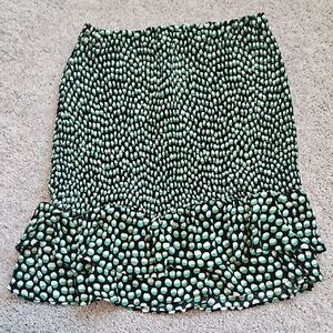 Ann Taylor Black and Green Ruffle Pencil Skirt